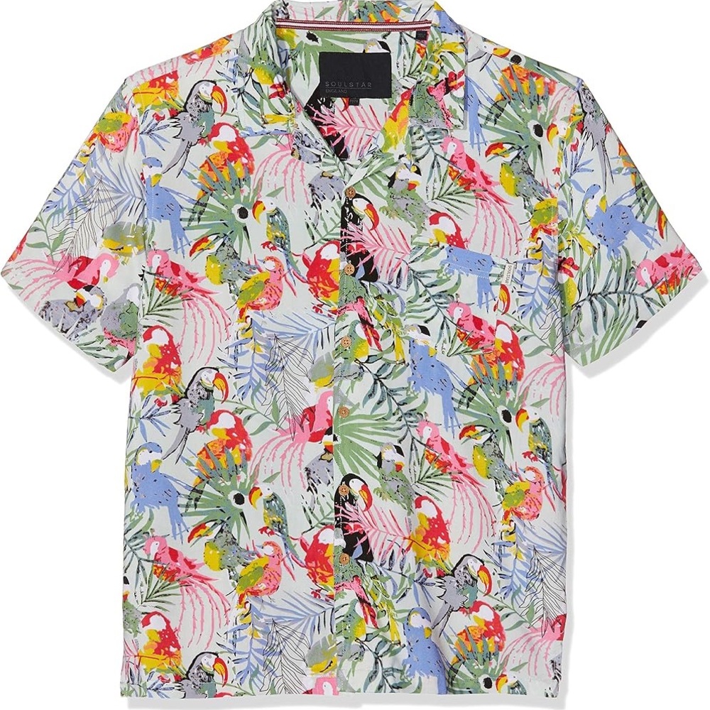 Soul Star Multi Parrot Hawaiian Shirt Men’s Small